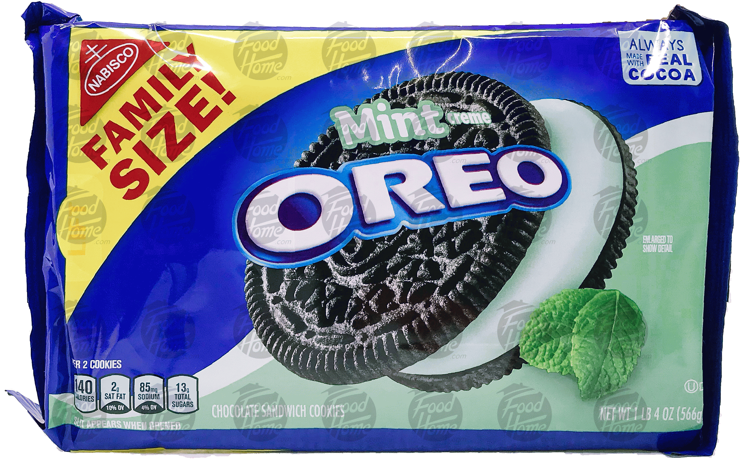 Nabisco Oreo mint creme filled oreo cookies, family size, wrapper Full-Size Picture